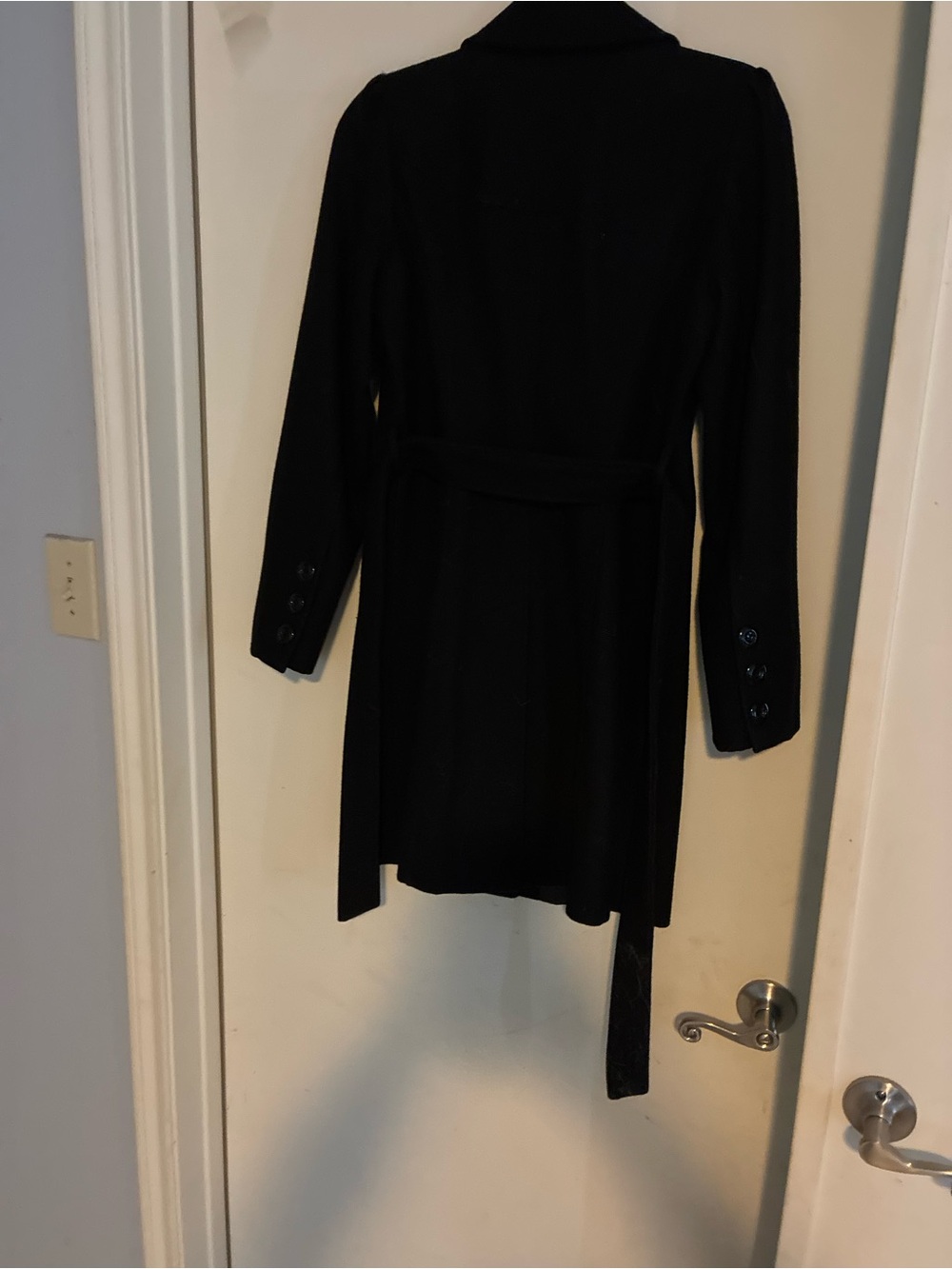Guess Black Long Sleeve Belted Women's Dress Coat